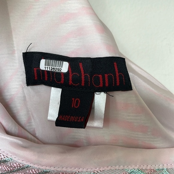 Nha Khanh Blush/Silver Metallic Ruffle One Shoulder Fit & Flare Caspian Dress - Picture 3 of 9